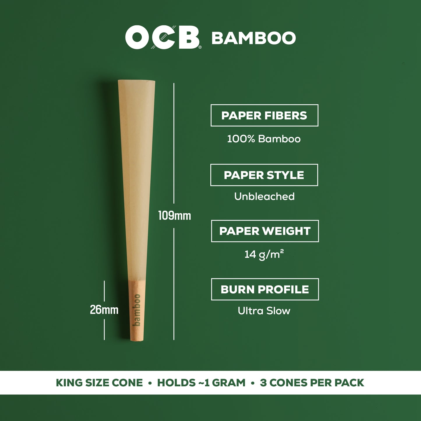 OCB Bamboo King Cone Specs