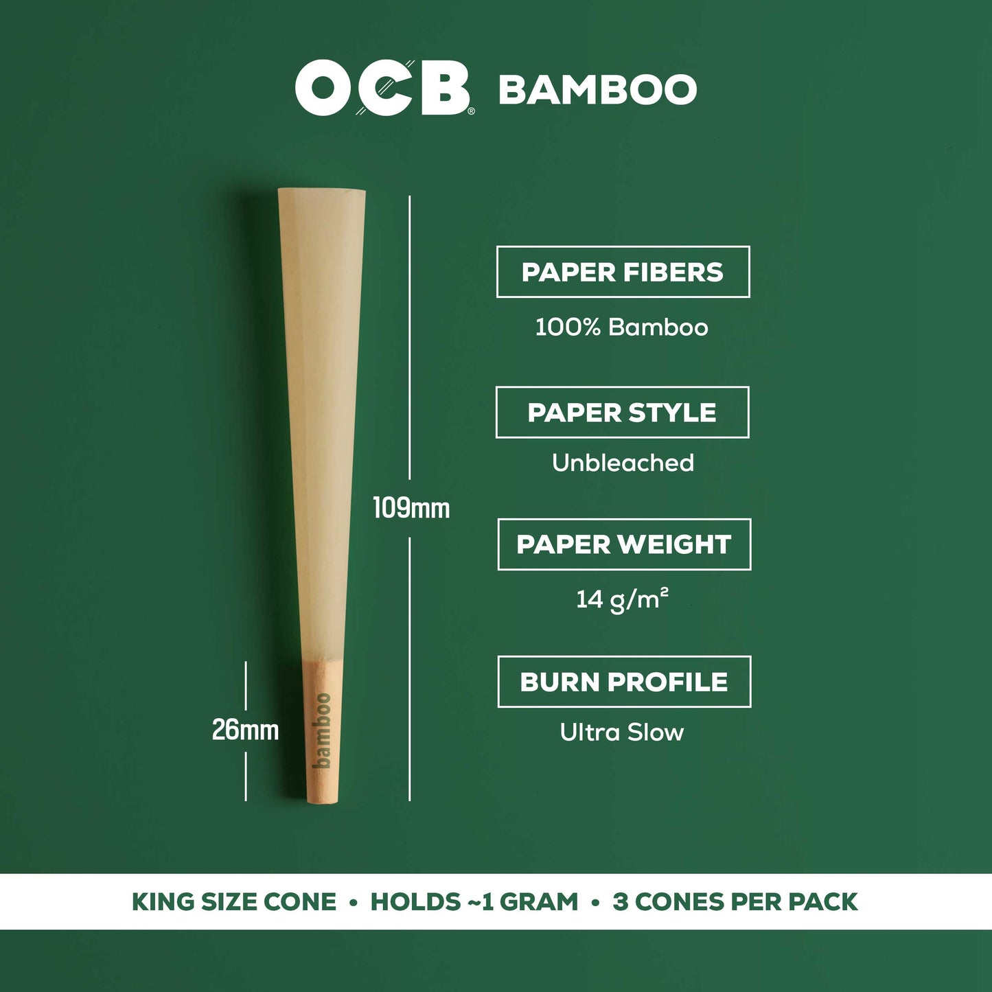 OCB Bamboo King Cone Specs