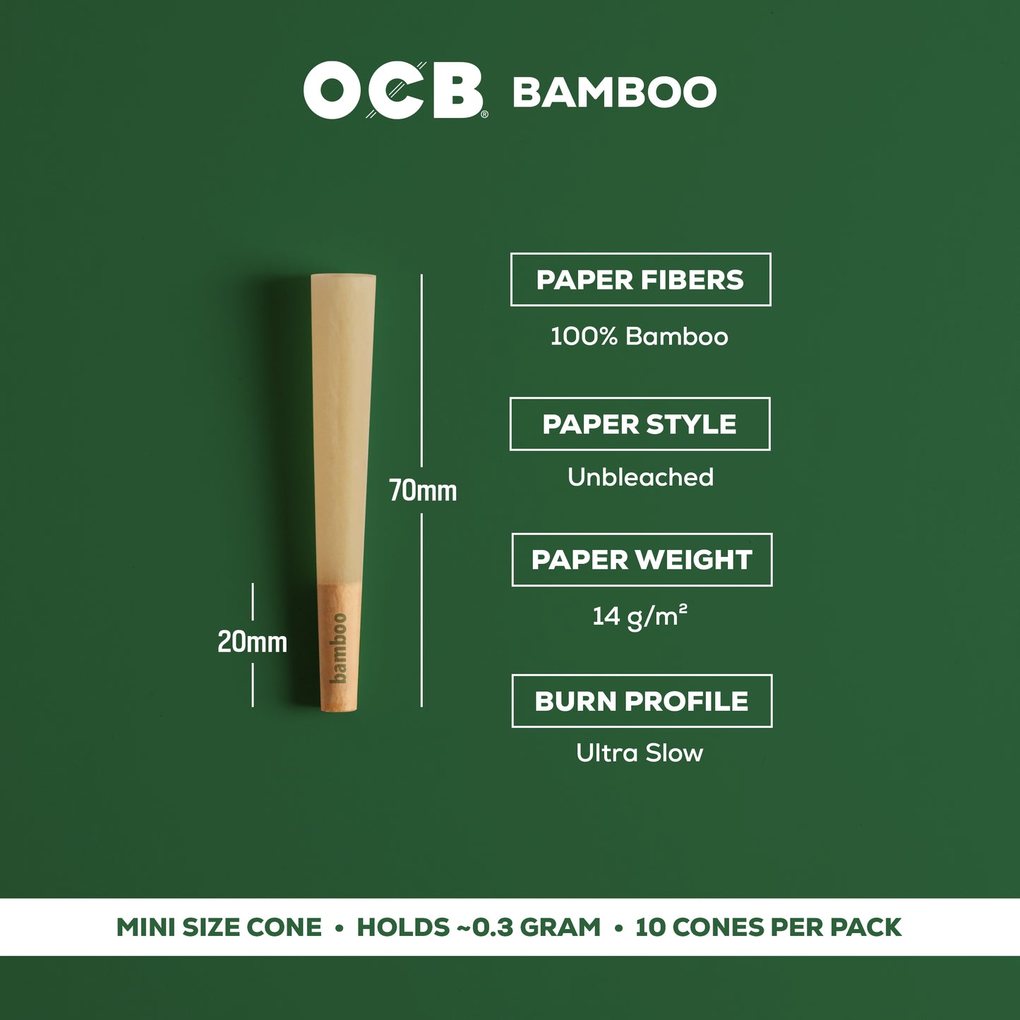 OCB Bamboo Mini Cone Specs