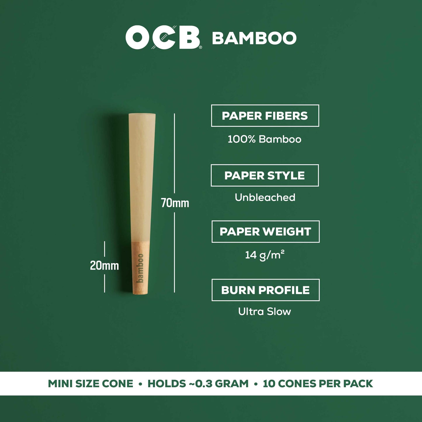 OCB Bamboo Mini Cone Specs