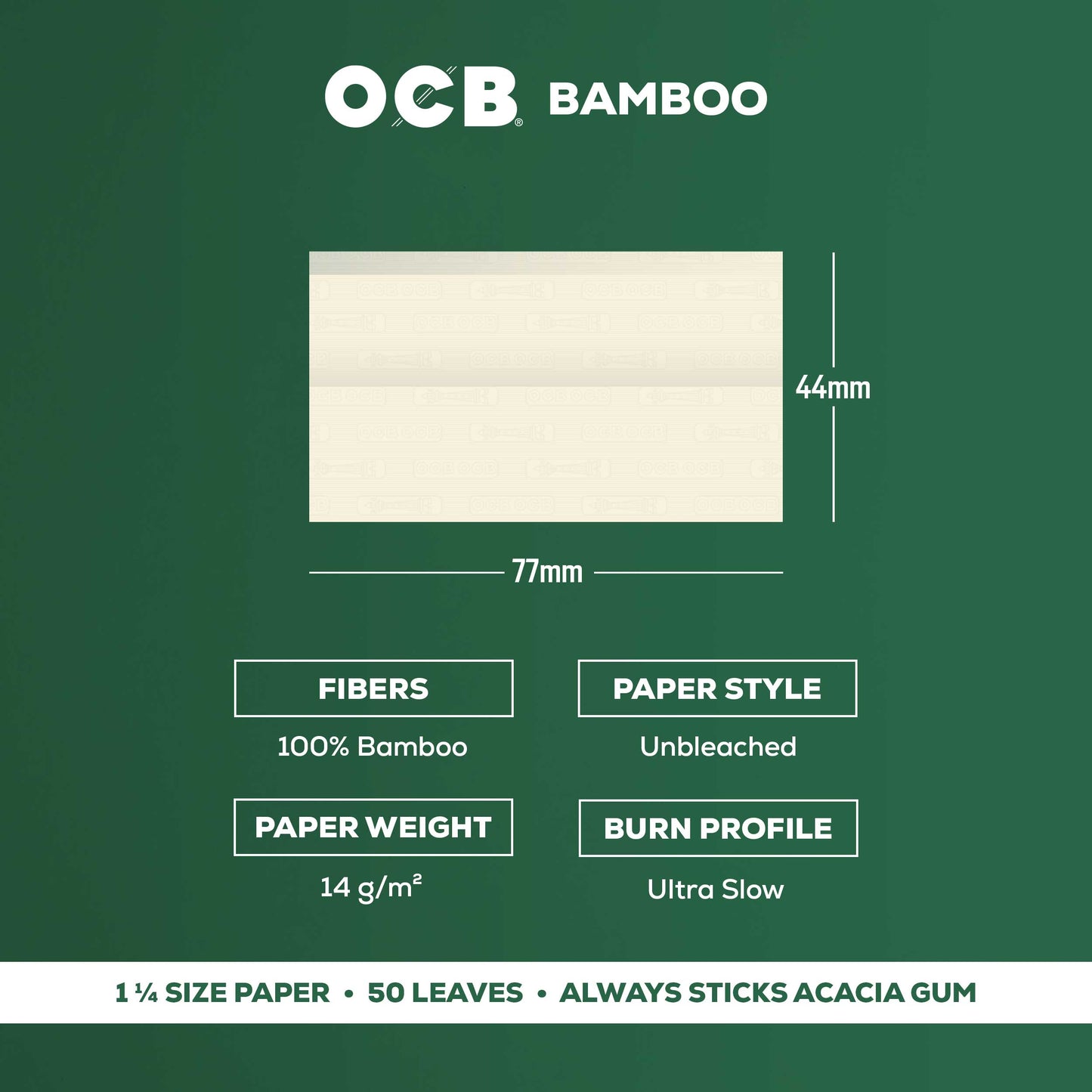 OCB Bamboo 1 1/4 Rolling Paper Specs