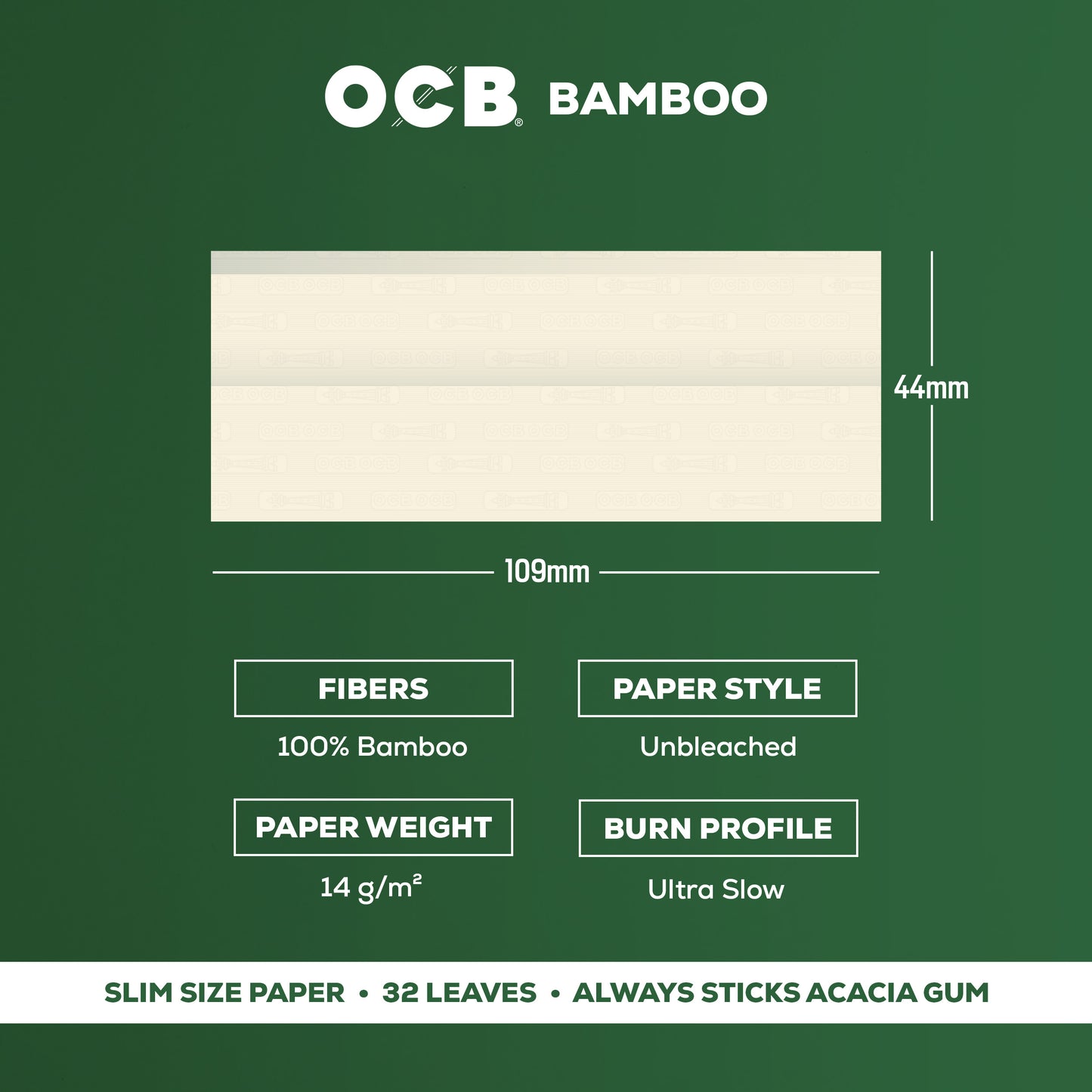 OCB Bamboo Slim Rolling Paper Specs