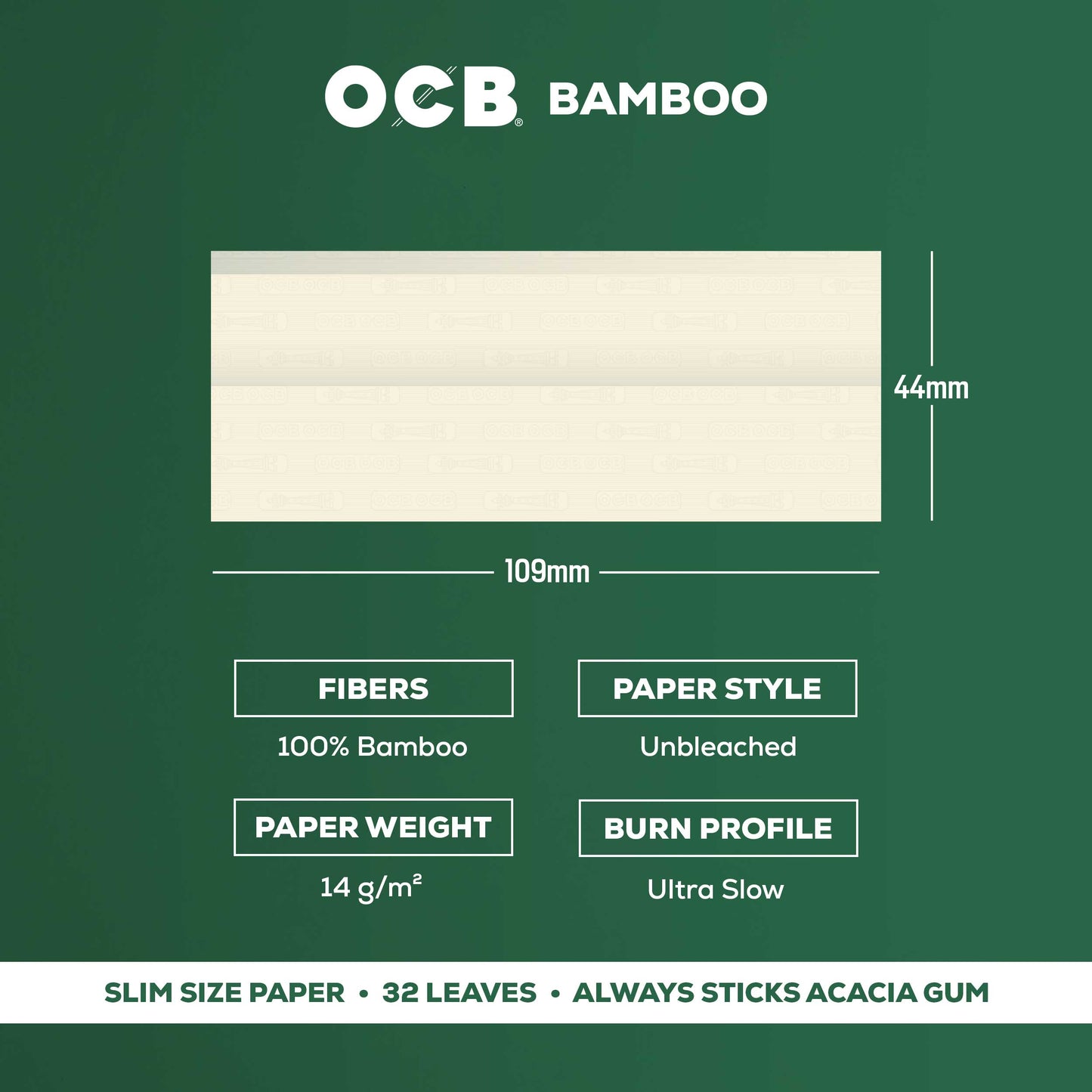 OCB Bamboo Slim Rolling Paper Specs