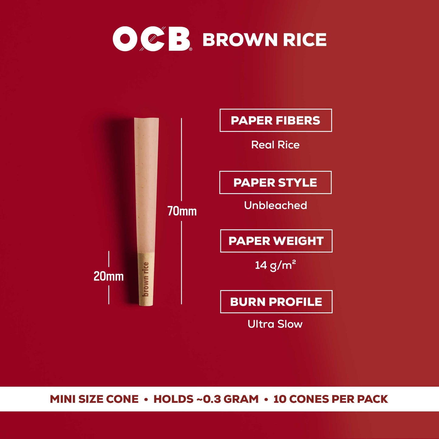 OCB Brown Rice Mini Cone Specs