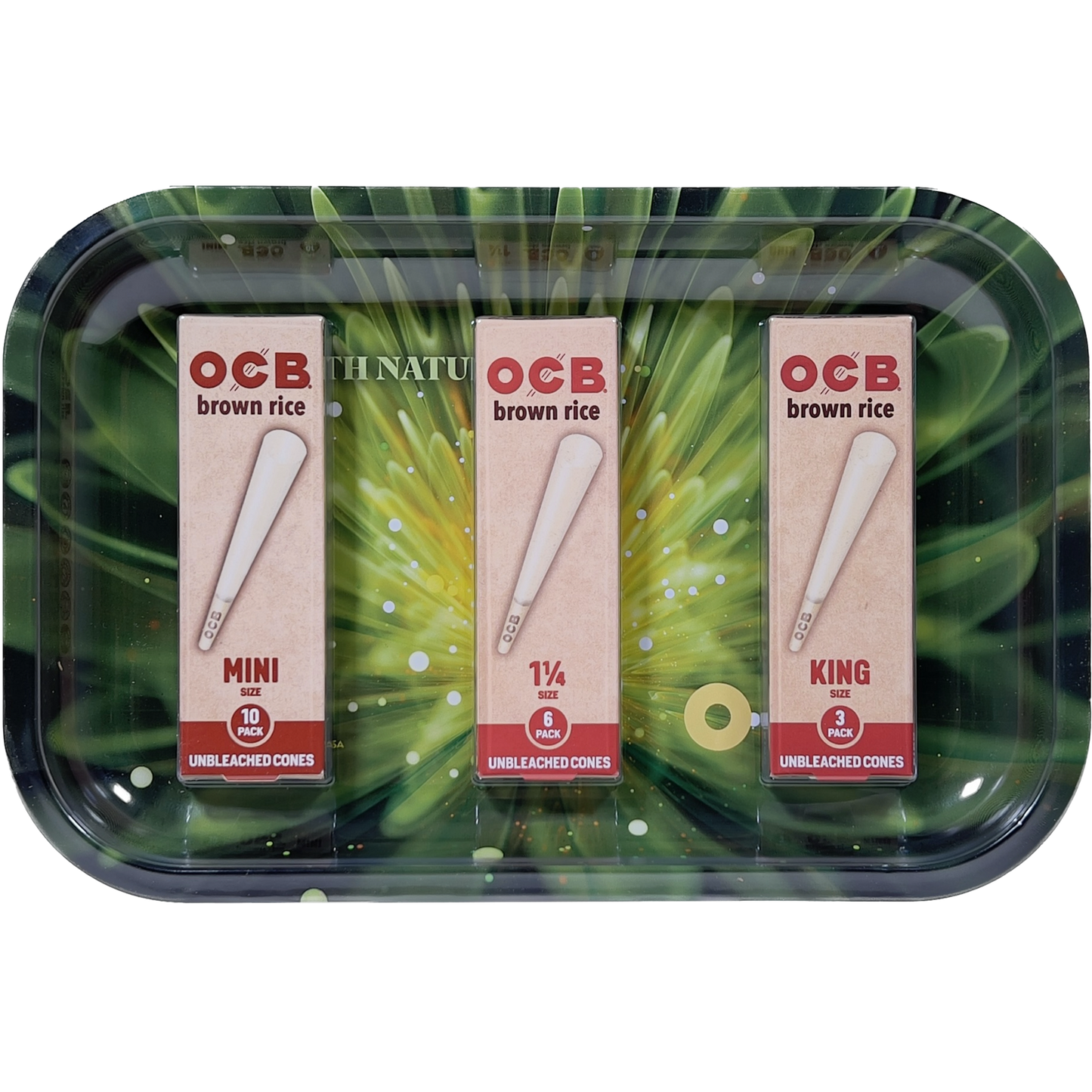OCB Brown Rice Cone Rolling Tray Bundle Sea