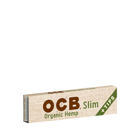 OCB Organic Hemp Slim + Tips Rolling Paper Booklet