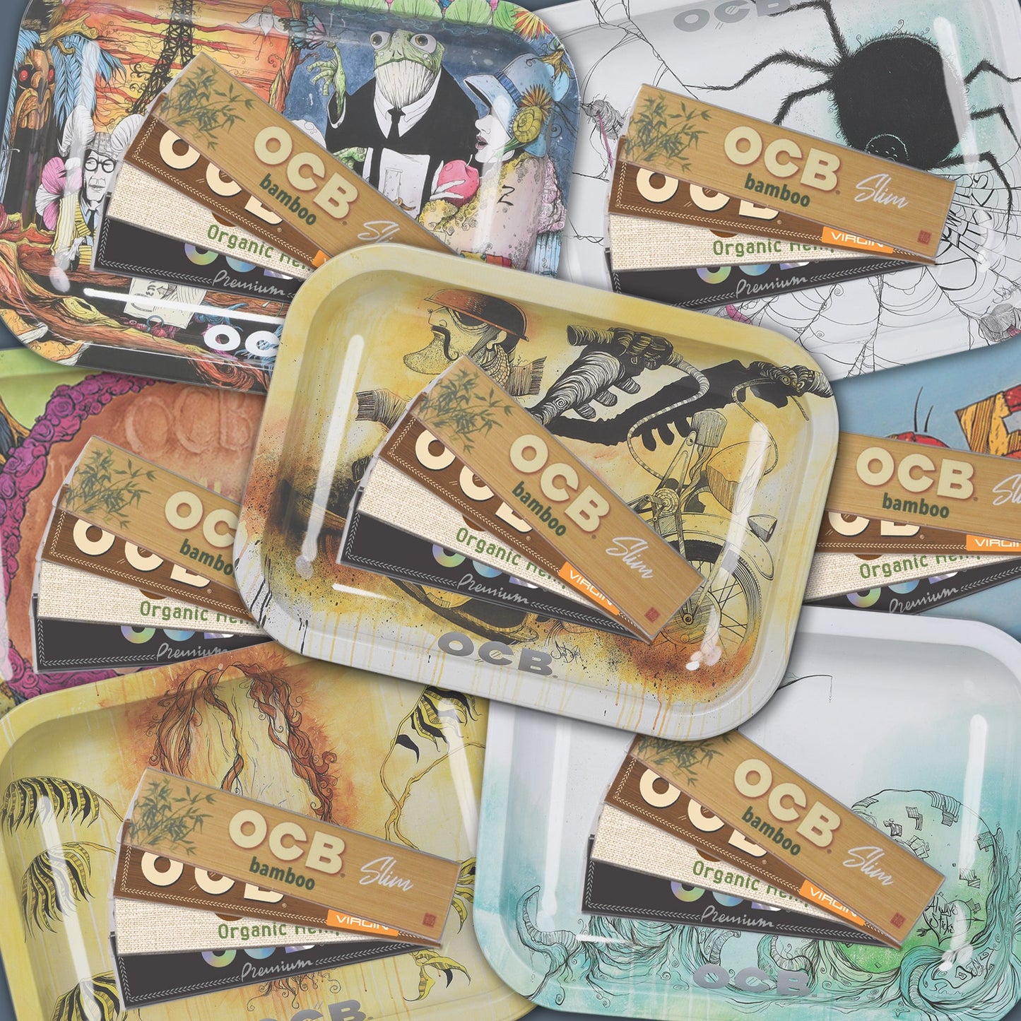 OCB Slim Rolling Tray Bundle