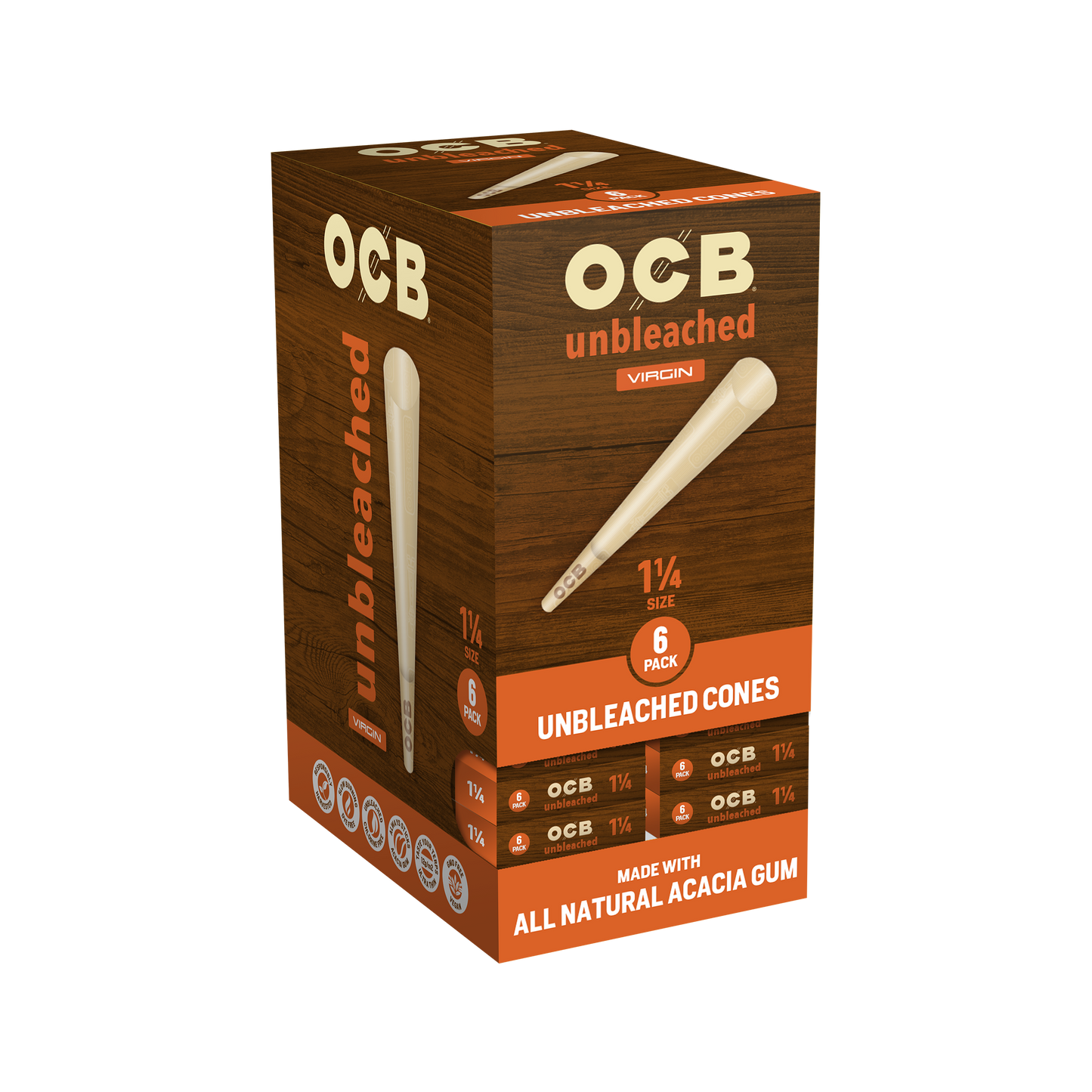 OCB Unbleached 1 1/4 Cone 24 Count Unit