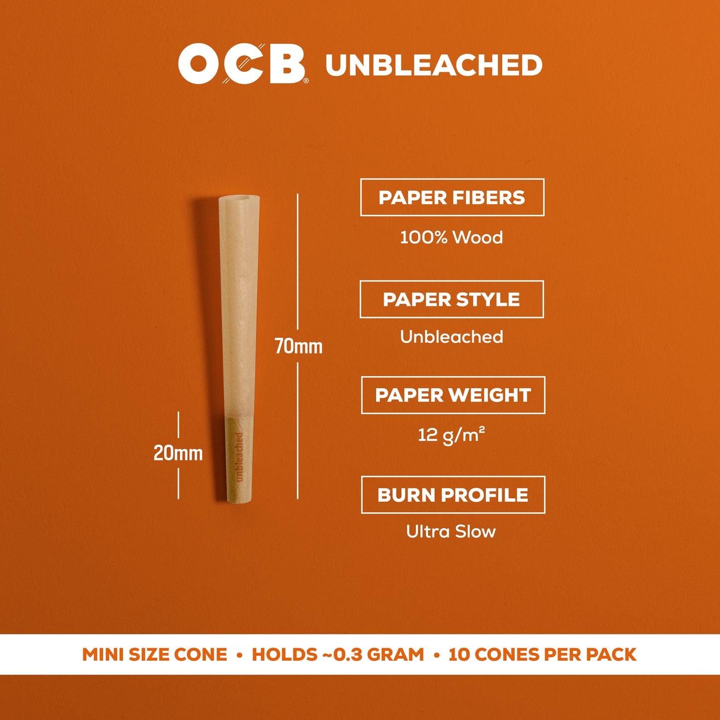 OCB Unbleached Mini Cone Specs