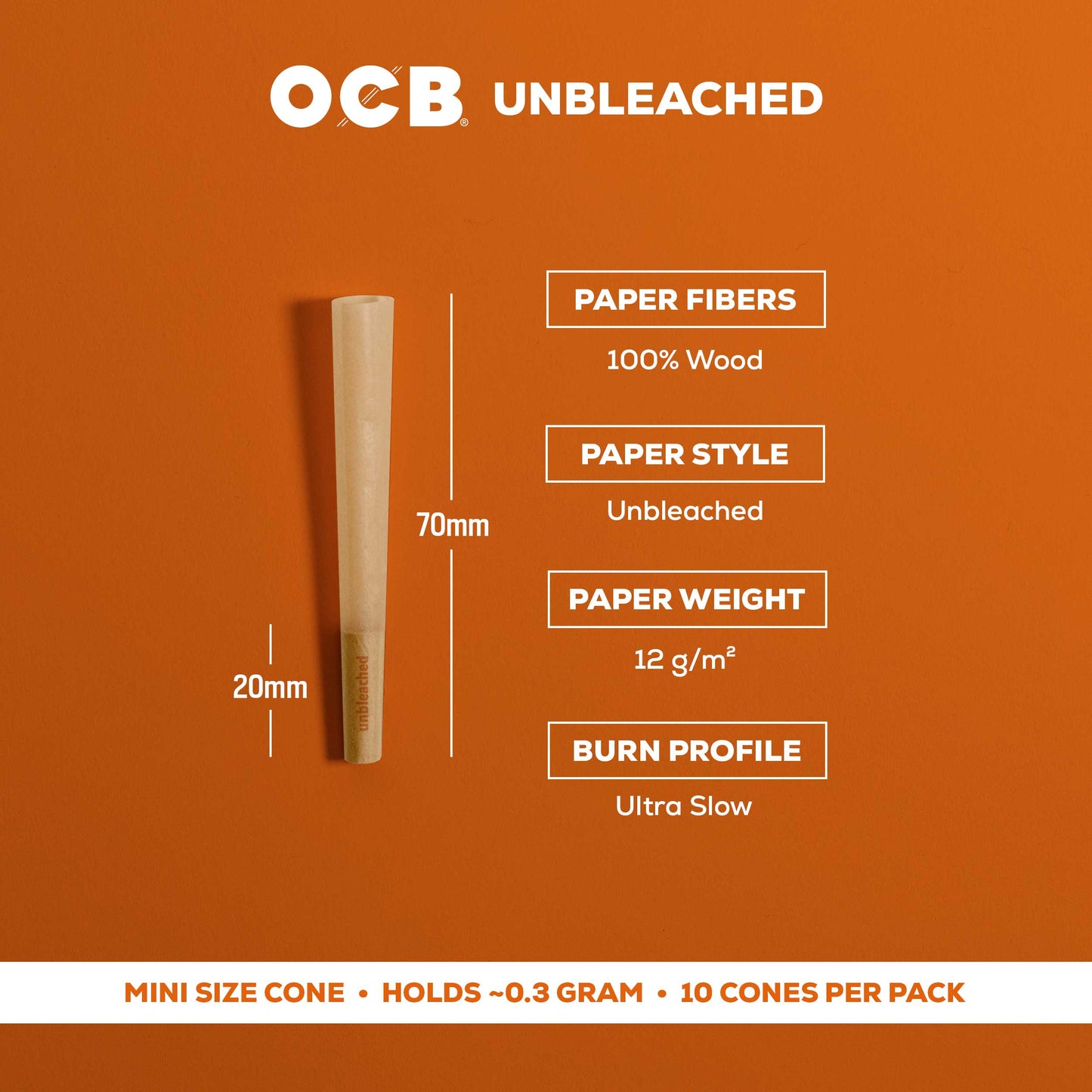 OCB Unbleached Mini Cone Specs