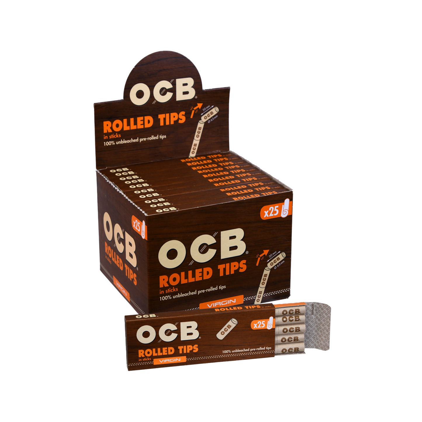 OCB Unbleached Rolled Tips Unit