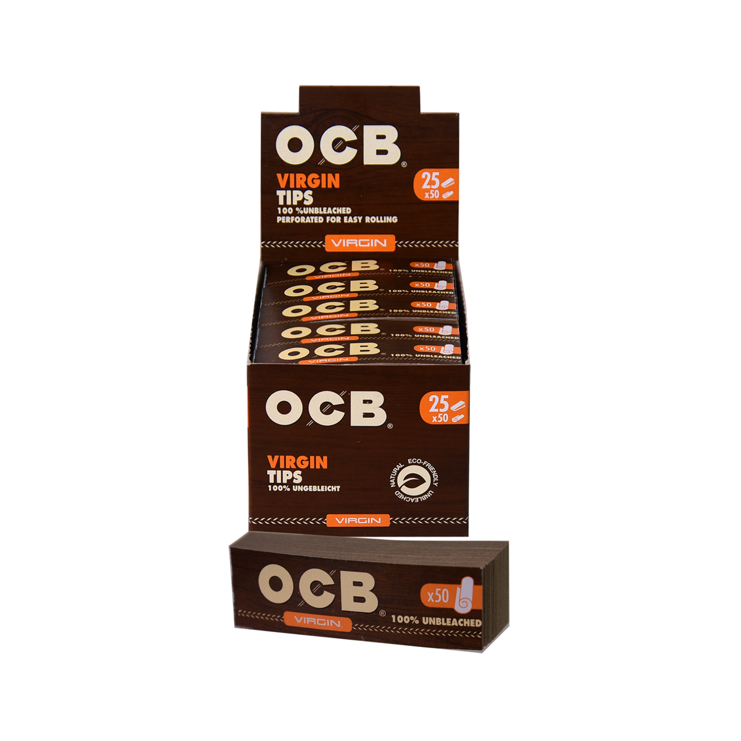 OCB Unbleached Flat Tips Unit