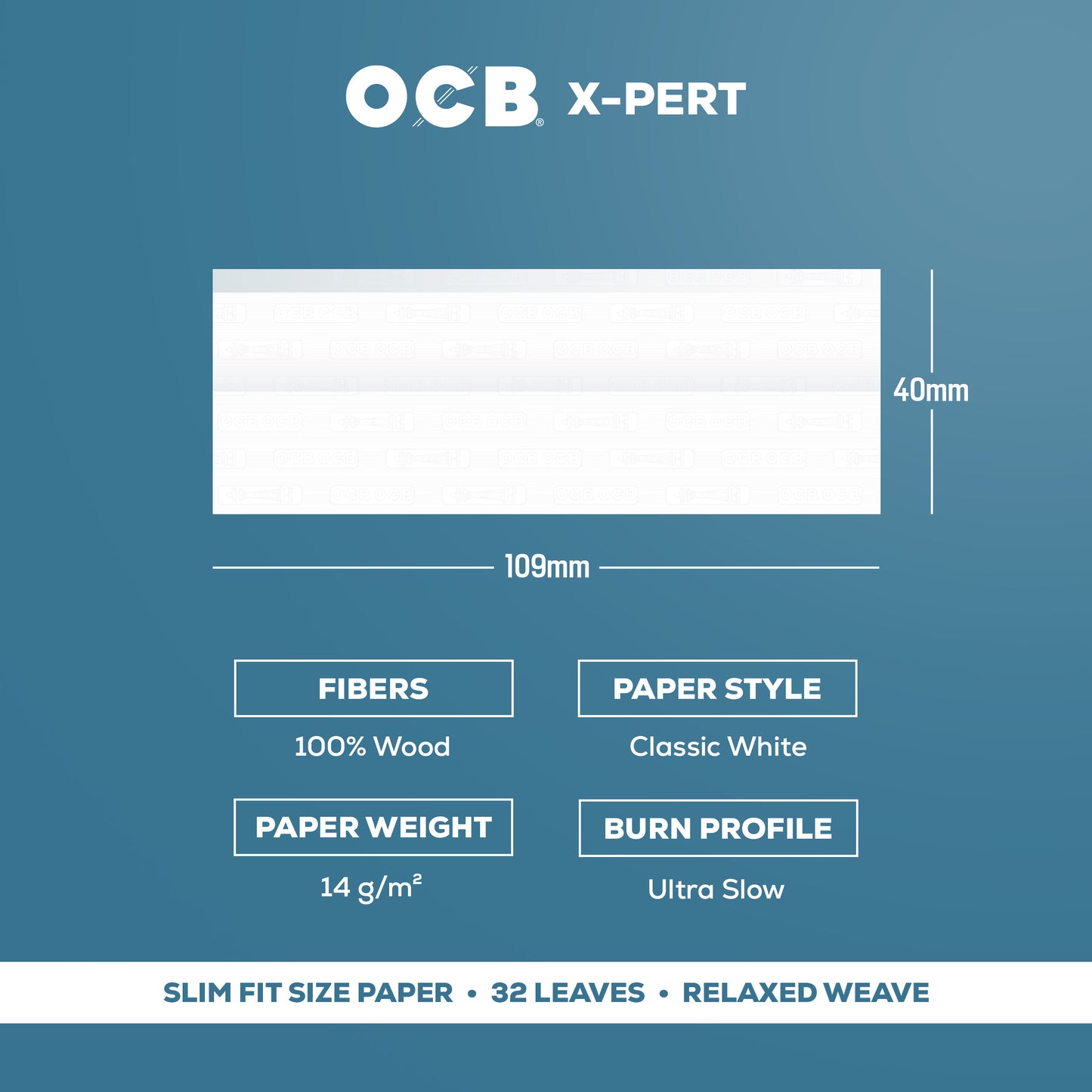 OCB X-Pert Slim Fit Rolling Paper Specs