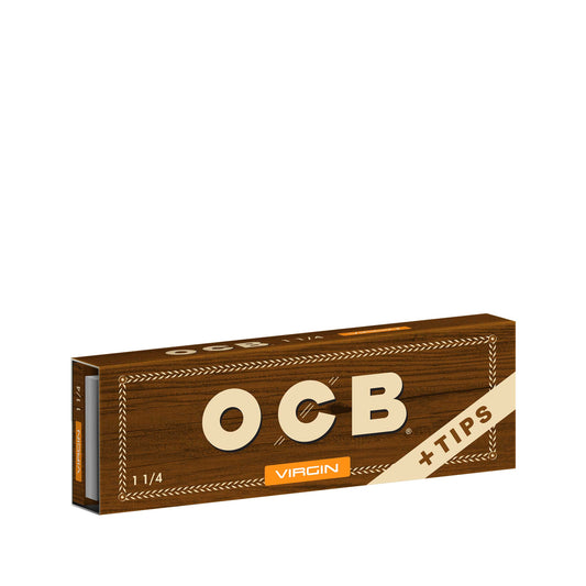 OCB Unbleached 1 1/4 + Tips Rolling Paper Booklet