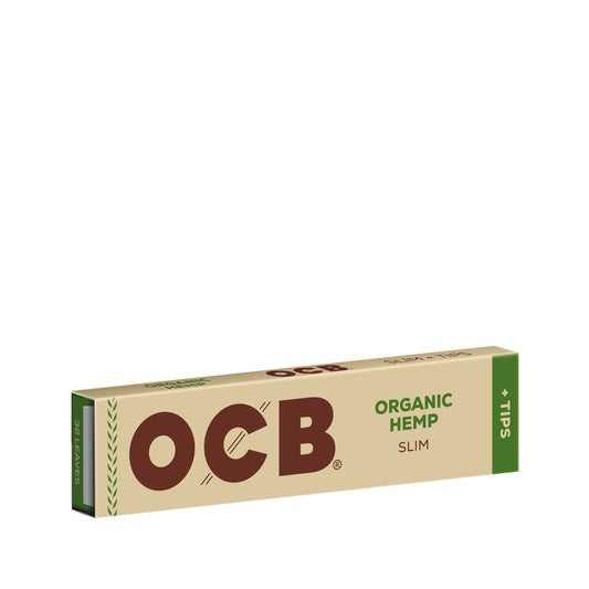 OCB Organic Hemp Slim + Tips Rolling Paper Booklet