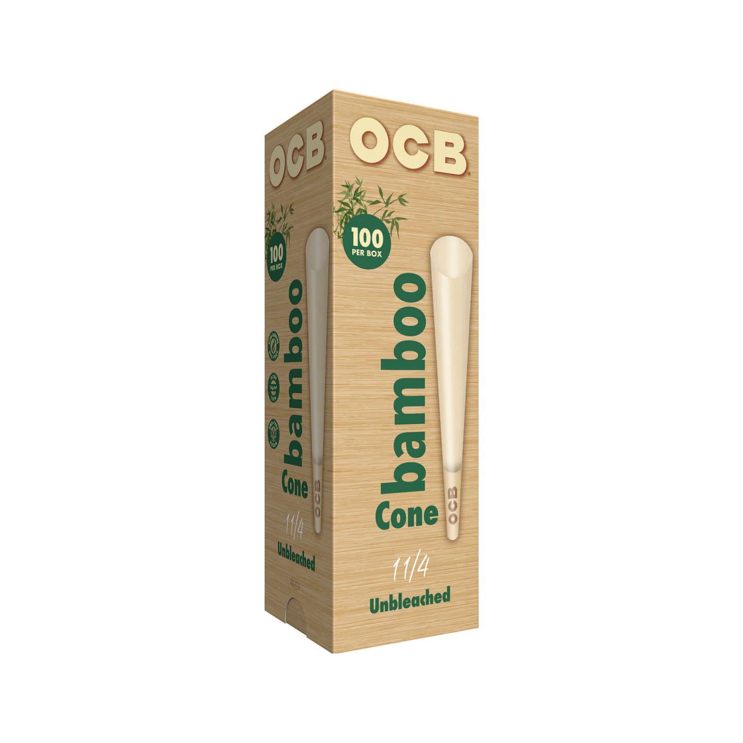 OCB Bamboo 1 1/4 Cone 100 Count Tower