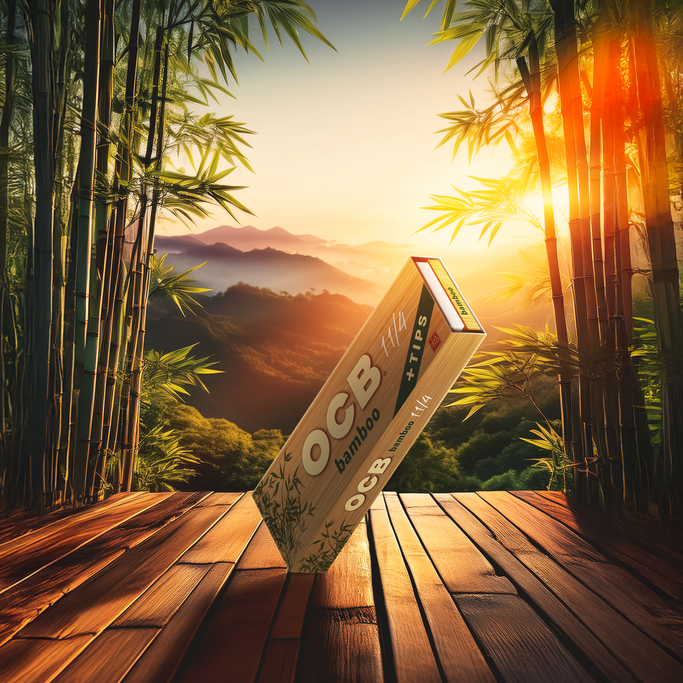 OCB Bamboo 1 1/4 + Tips Rolling Paper Scene