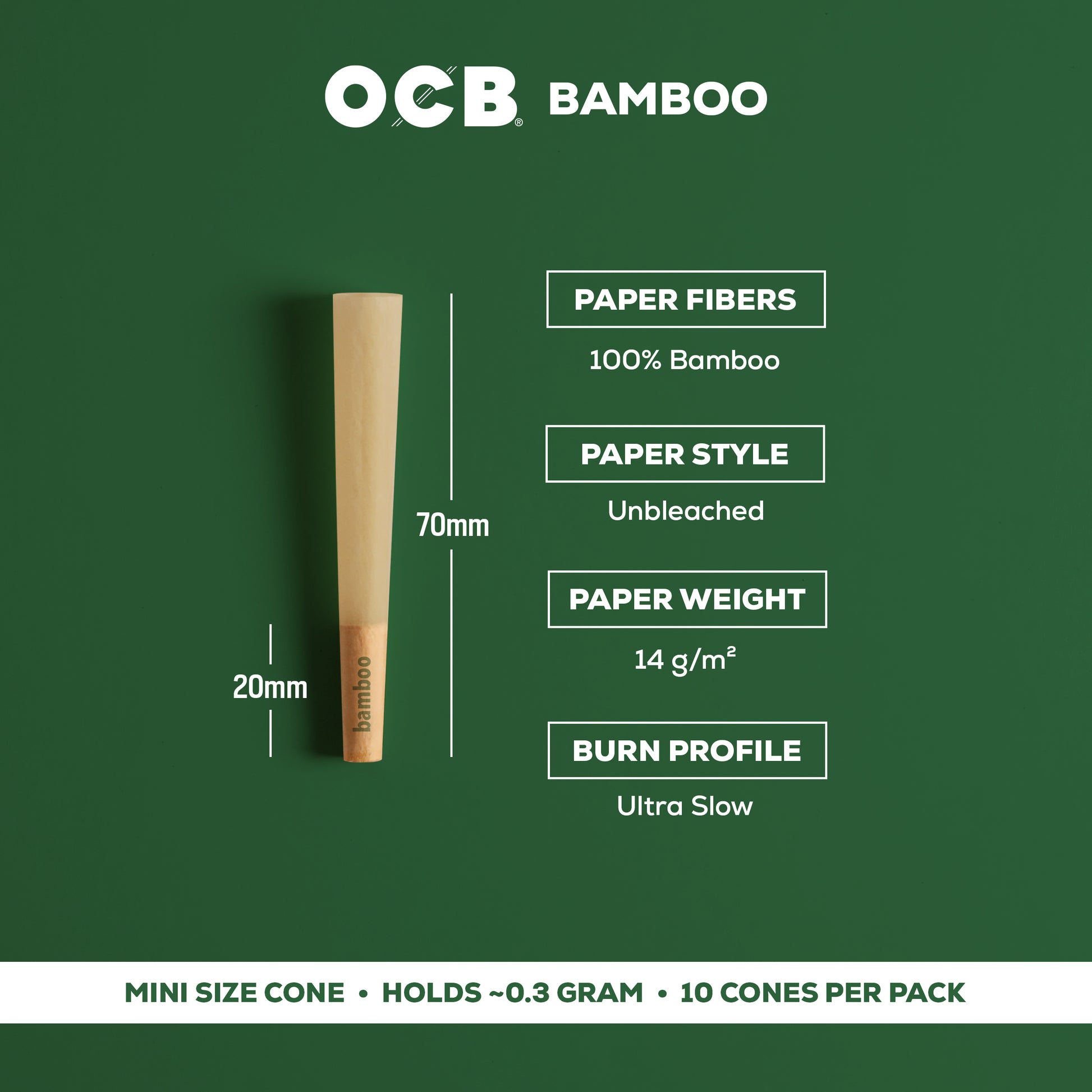 OCB Bamboo Mini Cone Specs