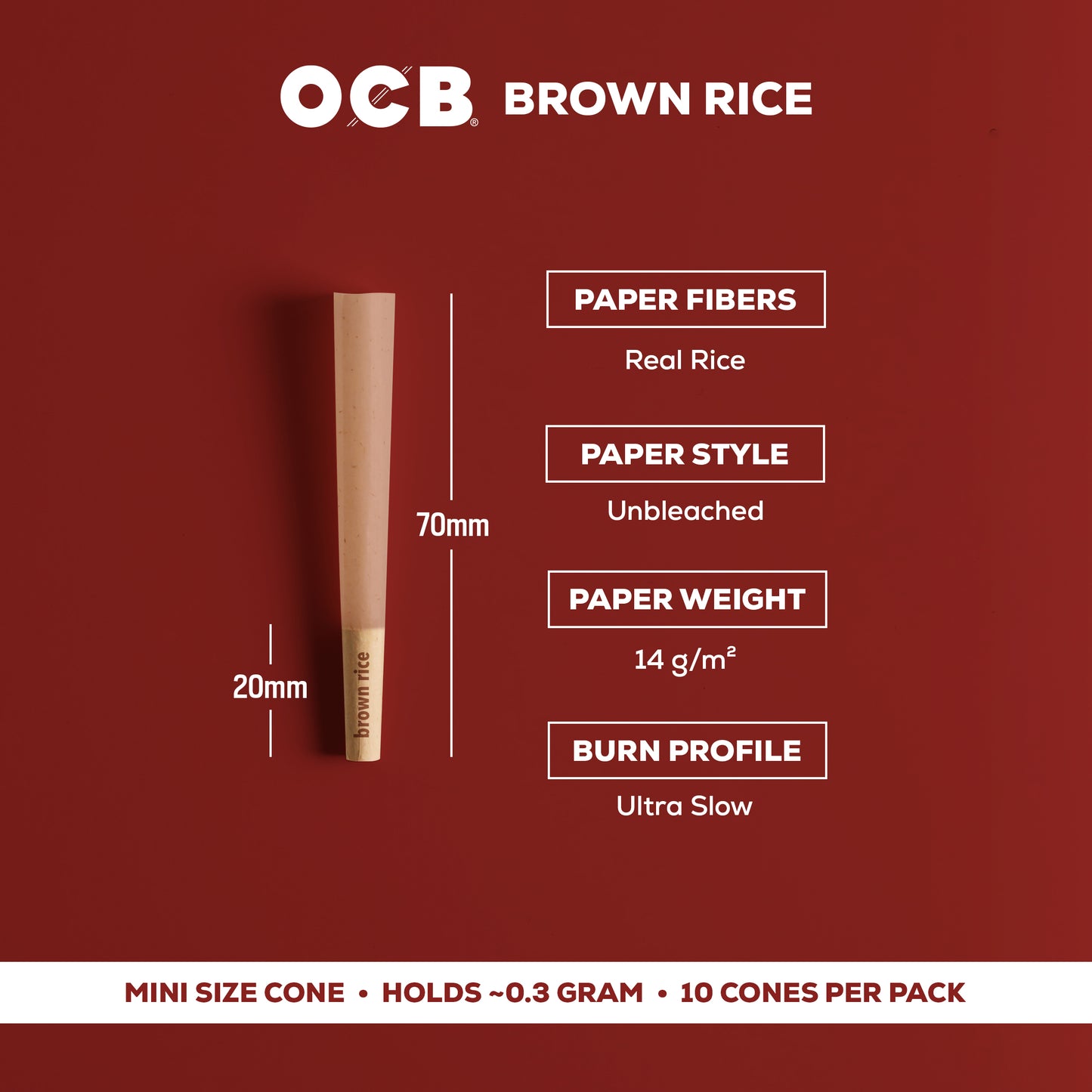 OCB Brown Rice Mini Cone Specs