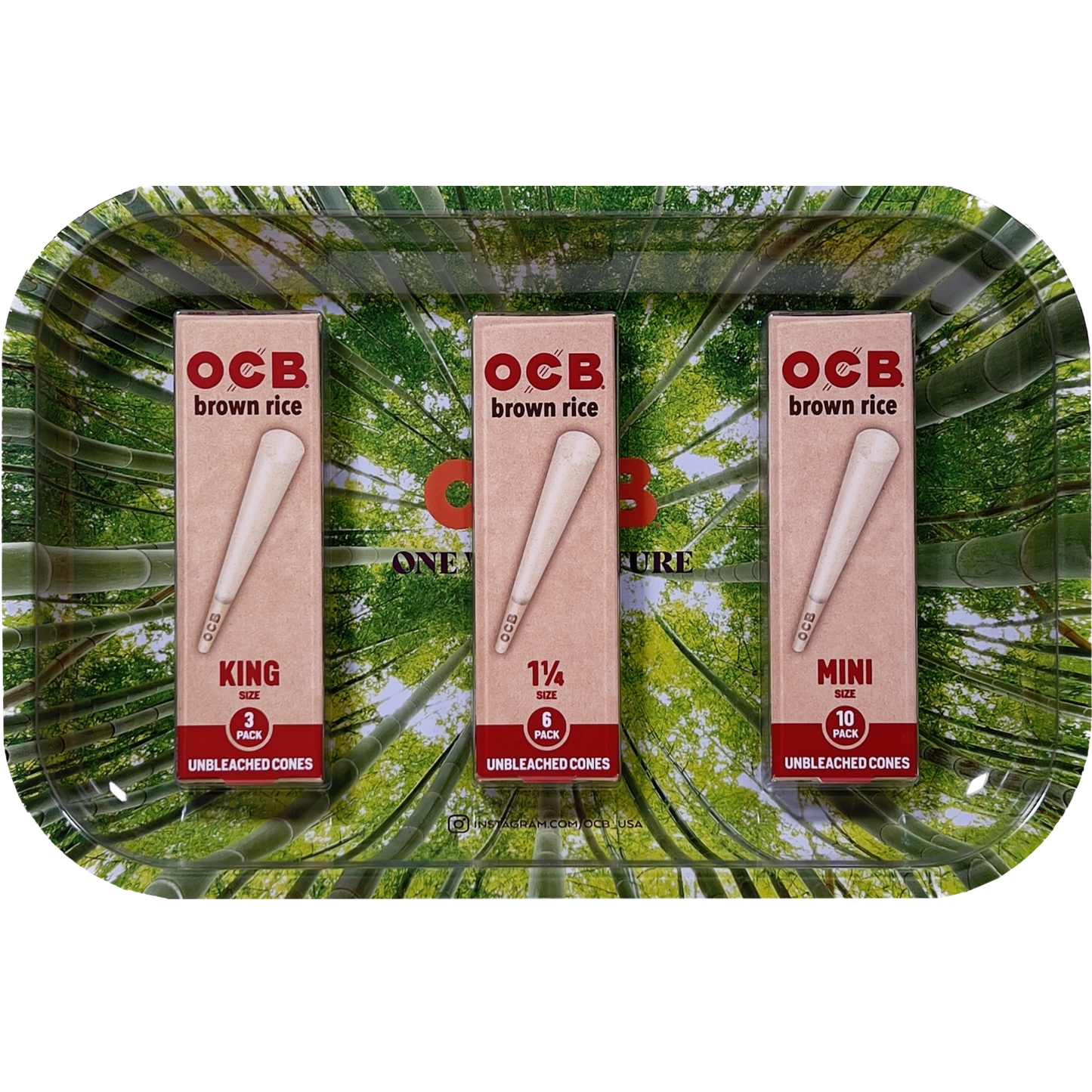 OCB Brown Rice Cone Rolling Tray Bundle Bamboo