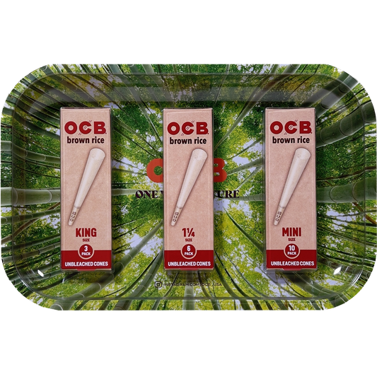 OCB Brown Rice Cone Rolling Tray Bundle Bamboo