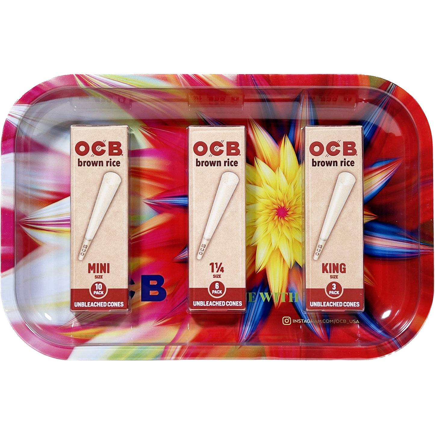 OCB Brown Rice Cone Rolling Tray Bundle Flower