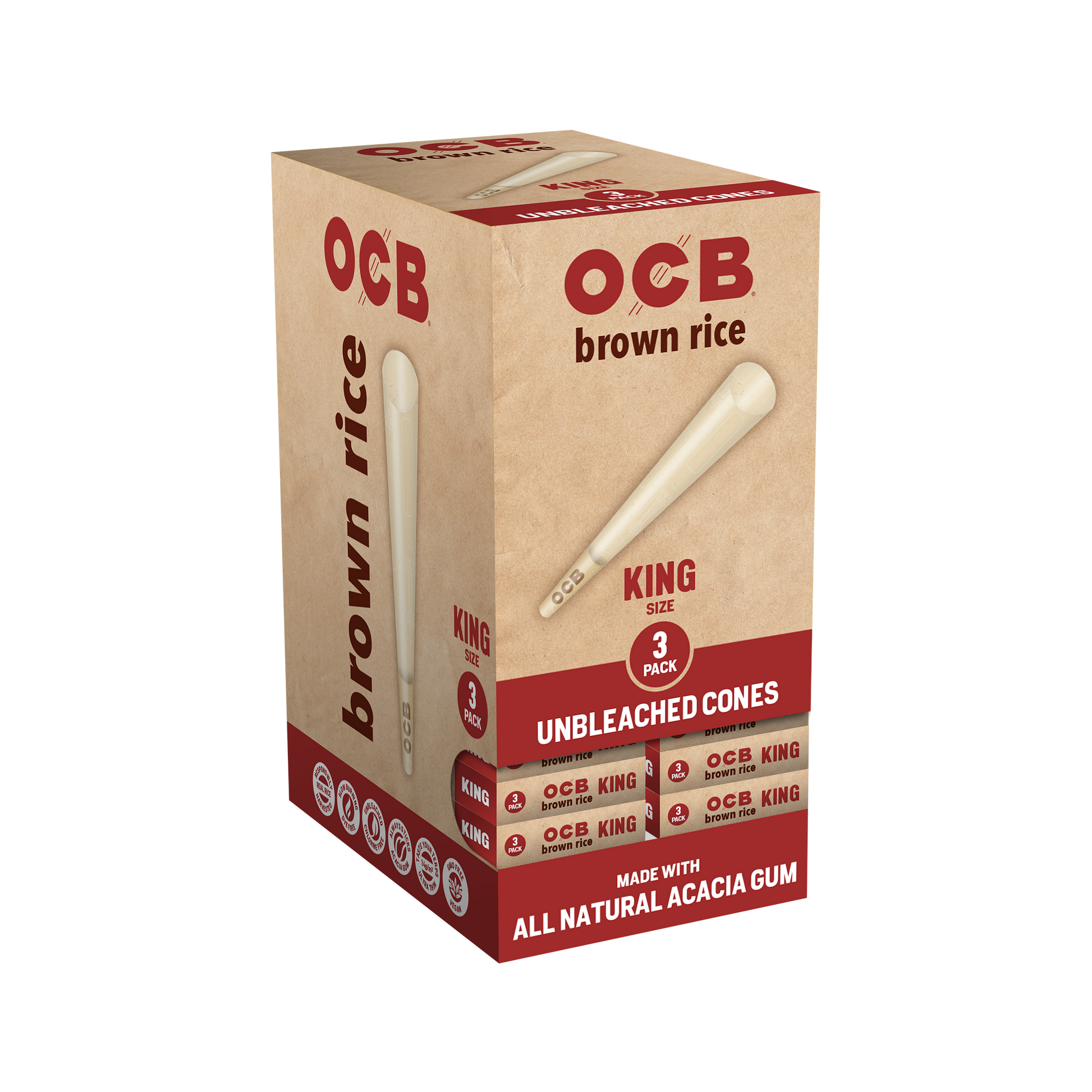 OCB Brown Rice King Cone 24 Count Unit
