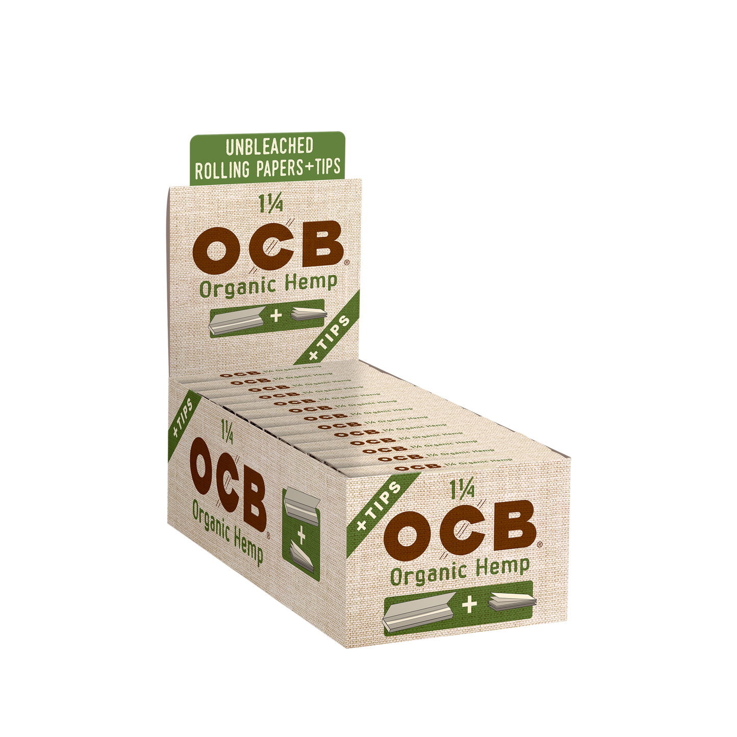 OCB Organic Hemp 1 1/4 + Tips Rolling Paper Unit