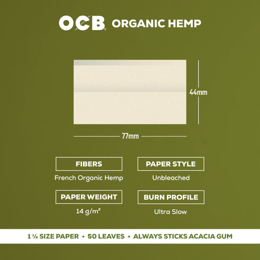OCB Organic Hemp 1 1/4 Rolling Paper Specs