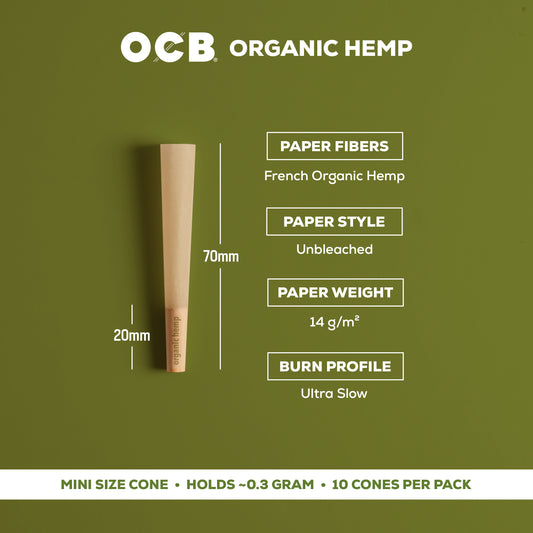 OCB Organic Hemp Mini Cone Specs