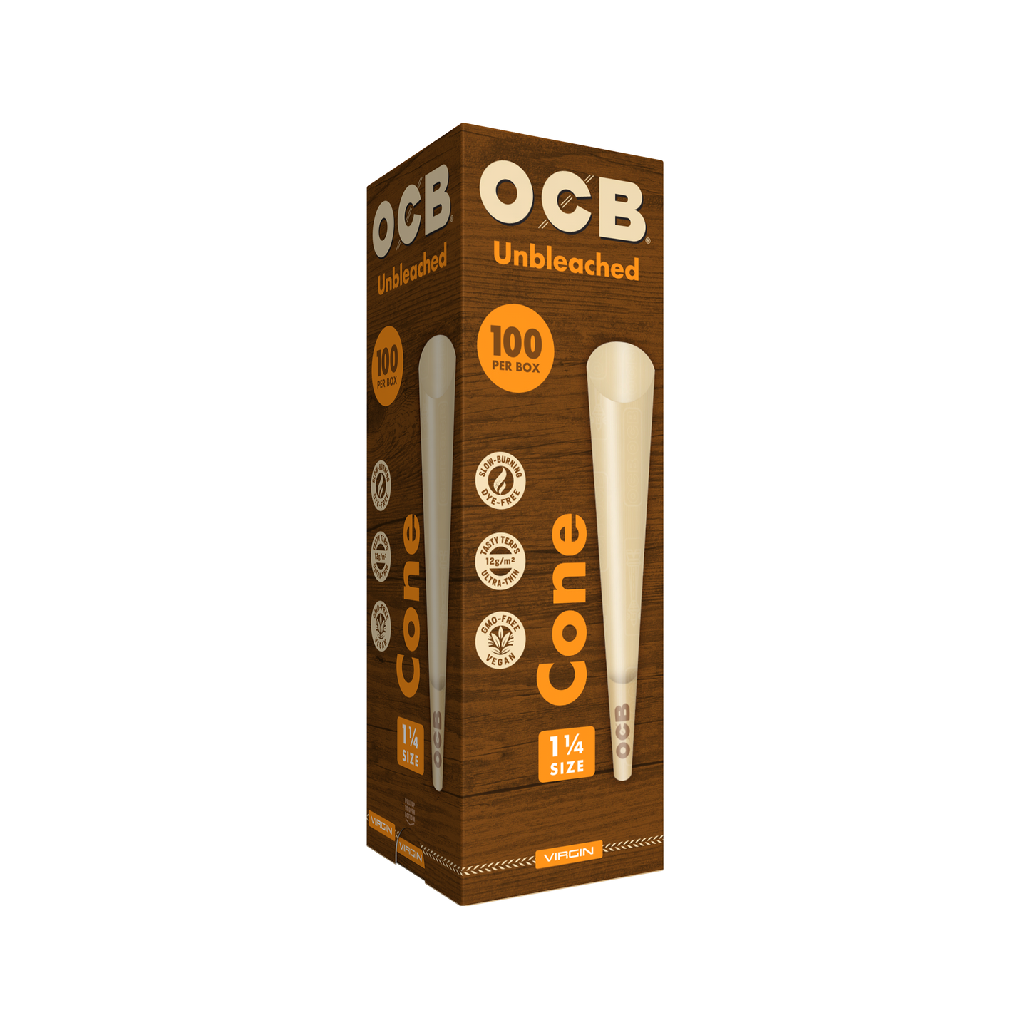 OCB Unbleached 1 1/4 Cone 100 Count Tower