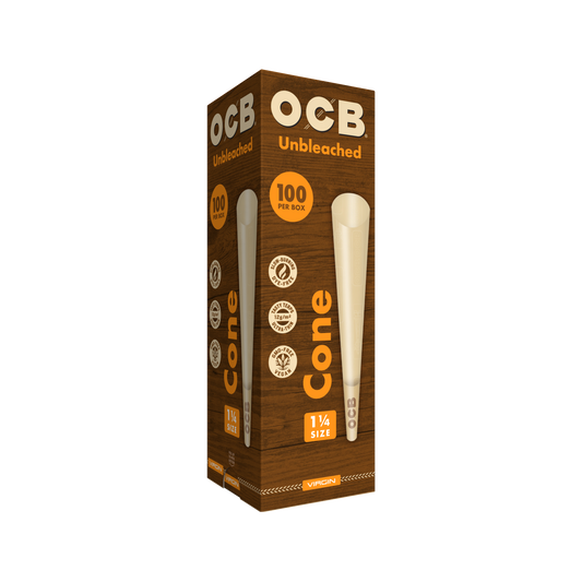 OCB Unbleached 1 1/4 Cone 100 Count Tower