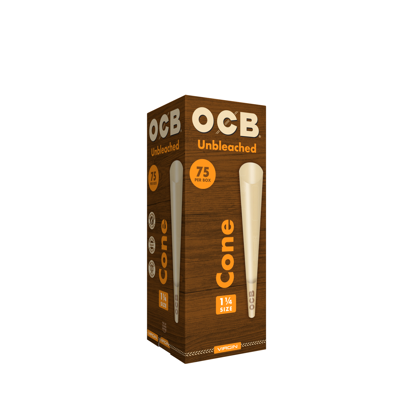 OCB Unbleached 1 1/4 Cone 75 Count Tower
