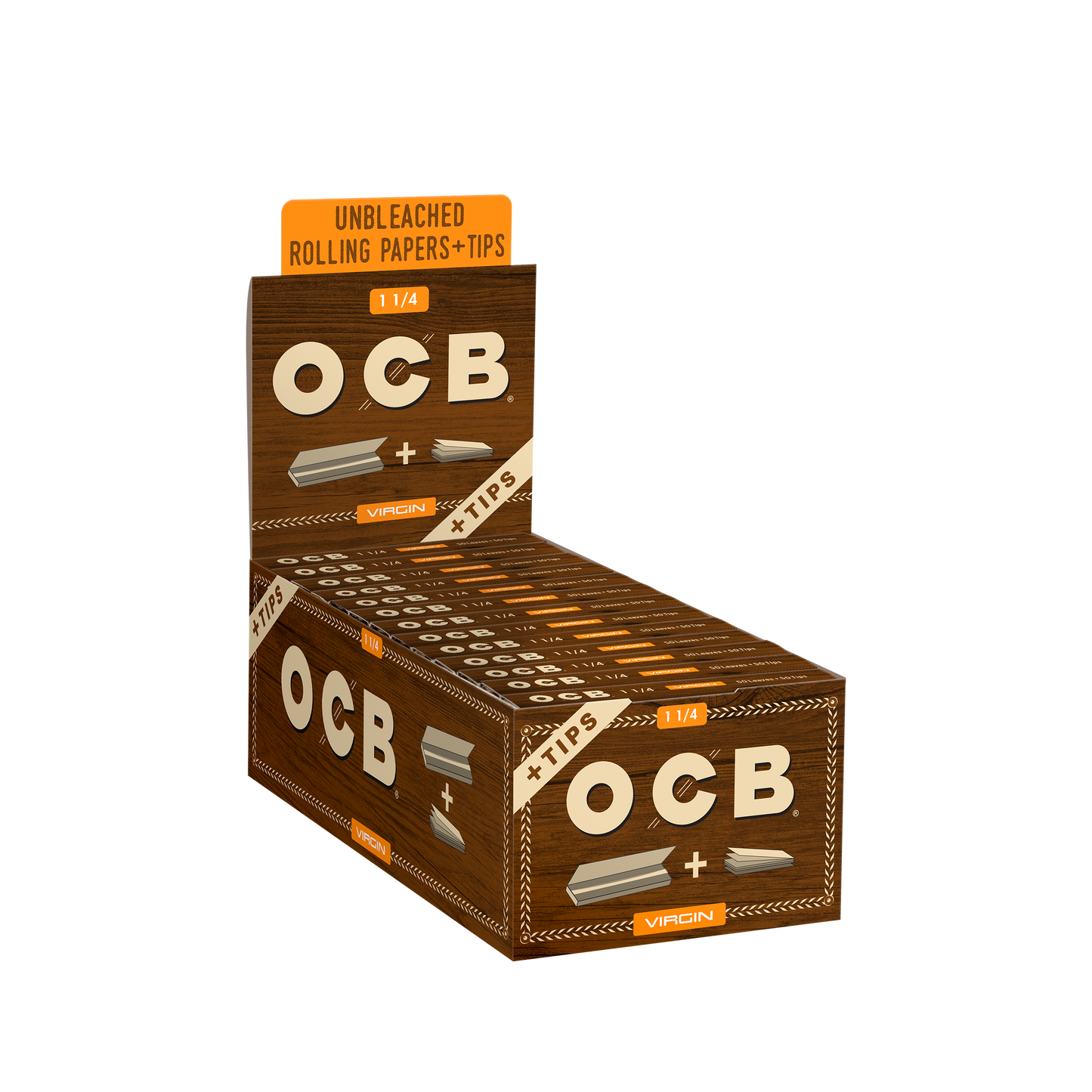 OCB Unbleached 1 1/4 + Tips Rolling Paper Unit