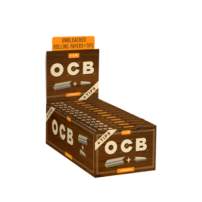 OCB Unbleached 1 1/4 + Tips Rolling Paper Unit