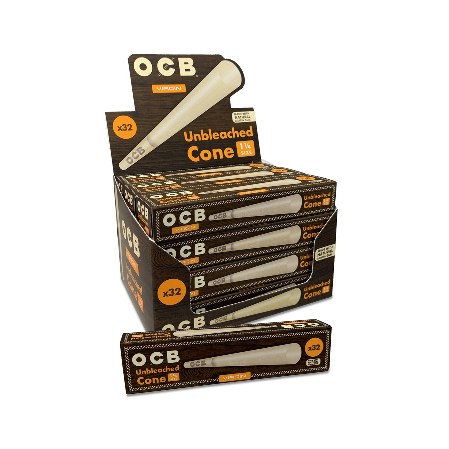 OCB Unbleached 32 Count 1 1/4 Cone Unit