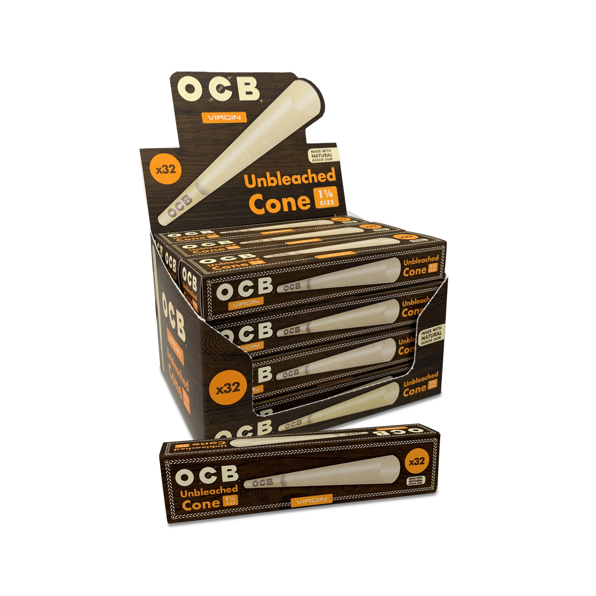 OCB Unbleached 32 Count 1 1/4 Cone Unit