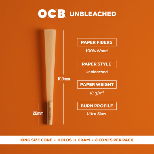 OCB Unbleached King Cone Specs