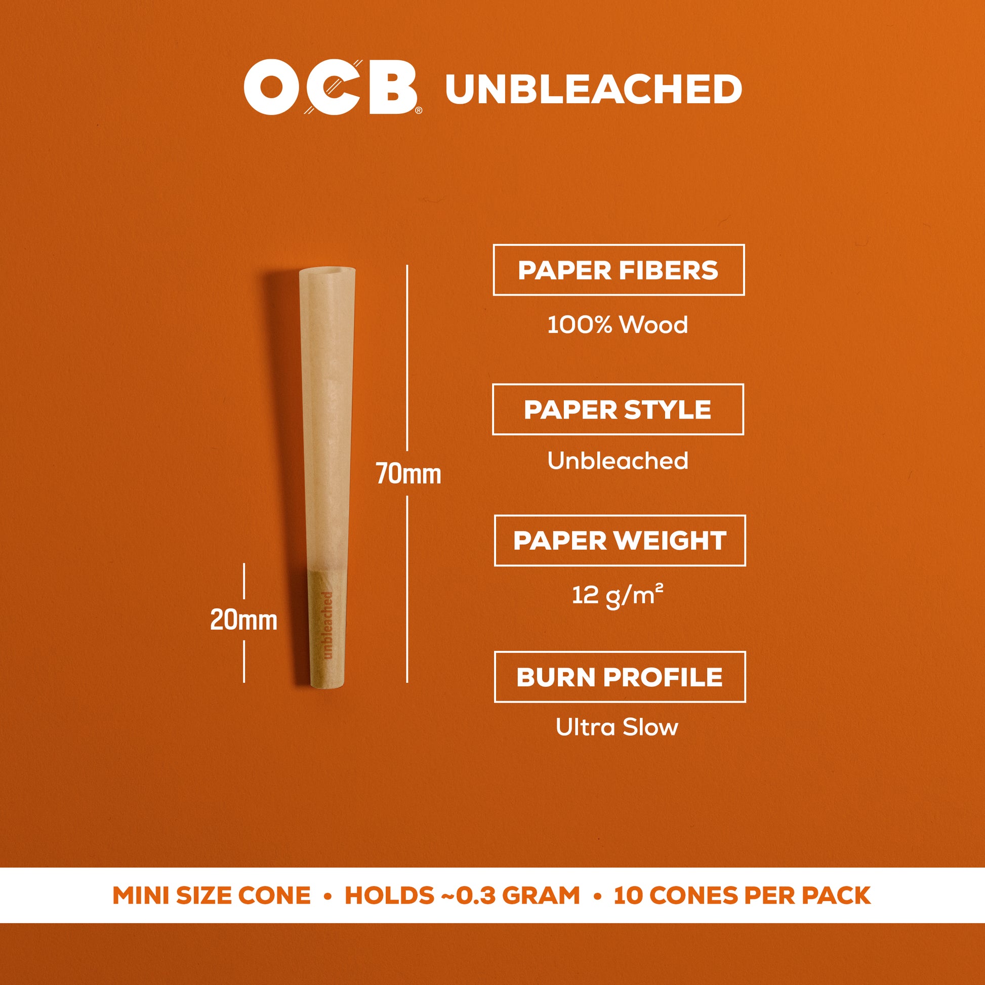 OCB Unbleached Mini Cone Specs