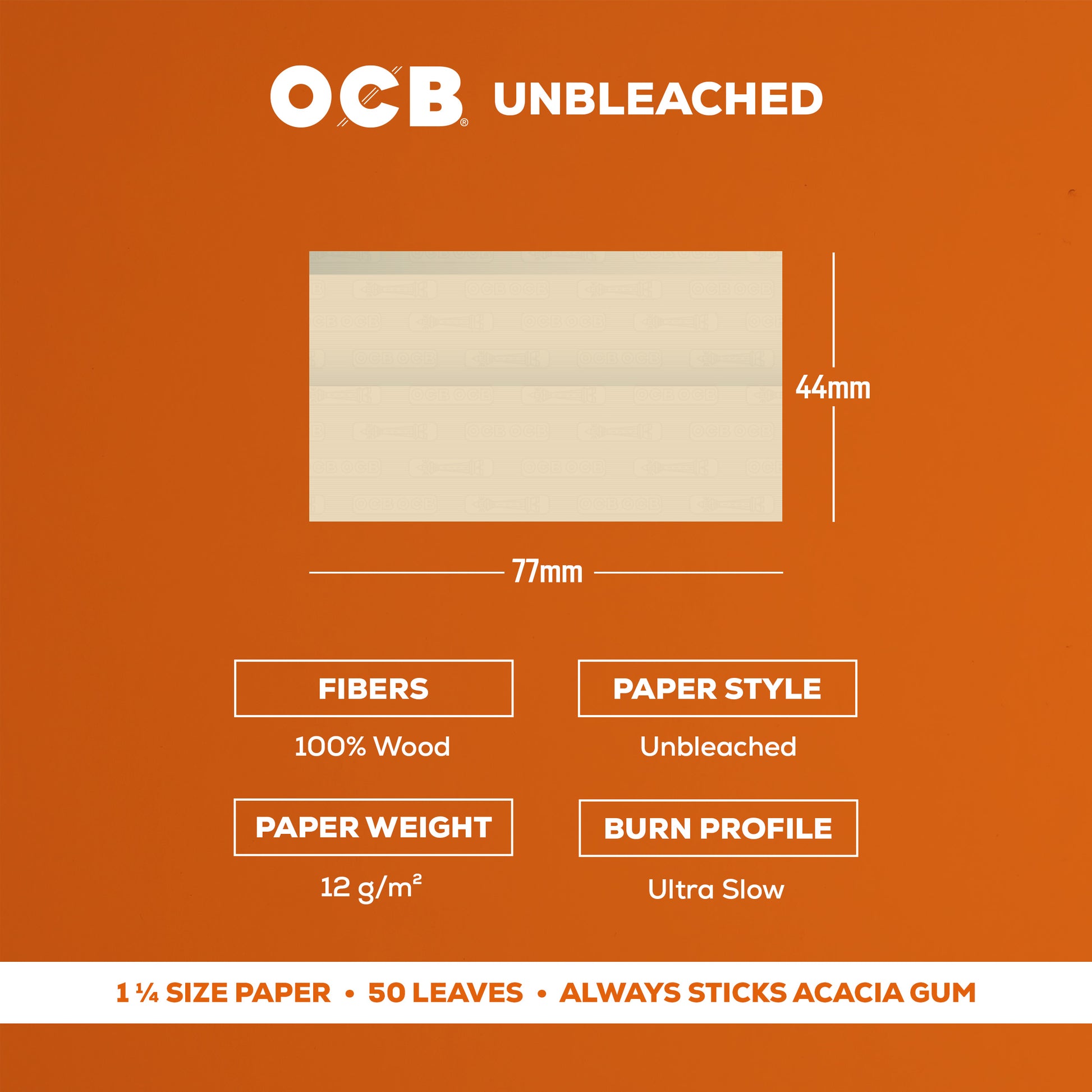 OCB Unbleached 1 1/4 Rolling Paper Specs