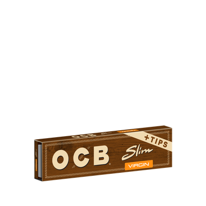 OCB Unbleached Slim + Tips Rolling Paper Booklet