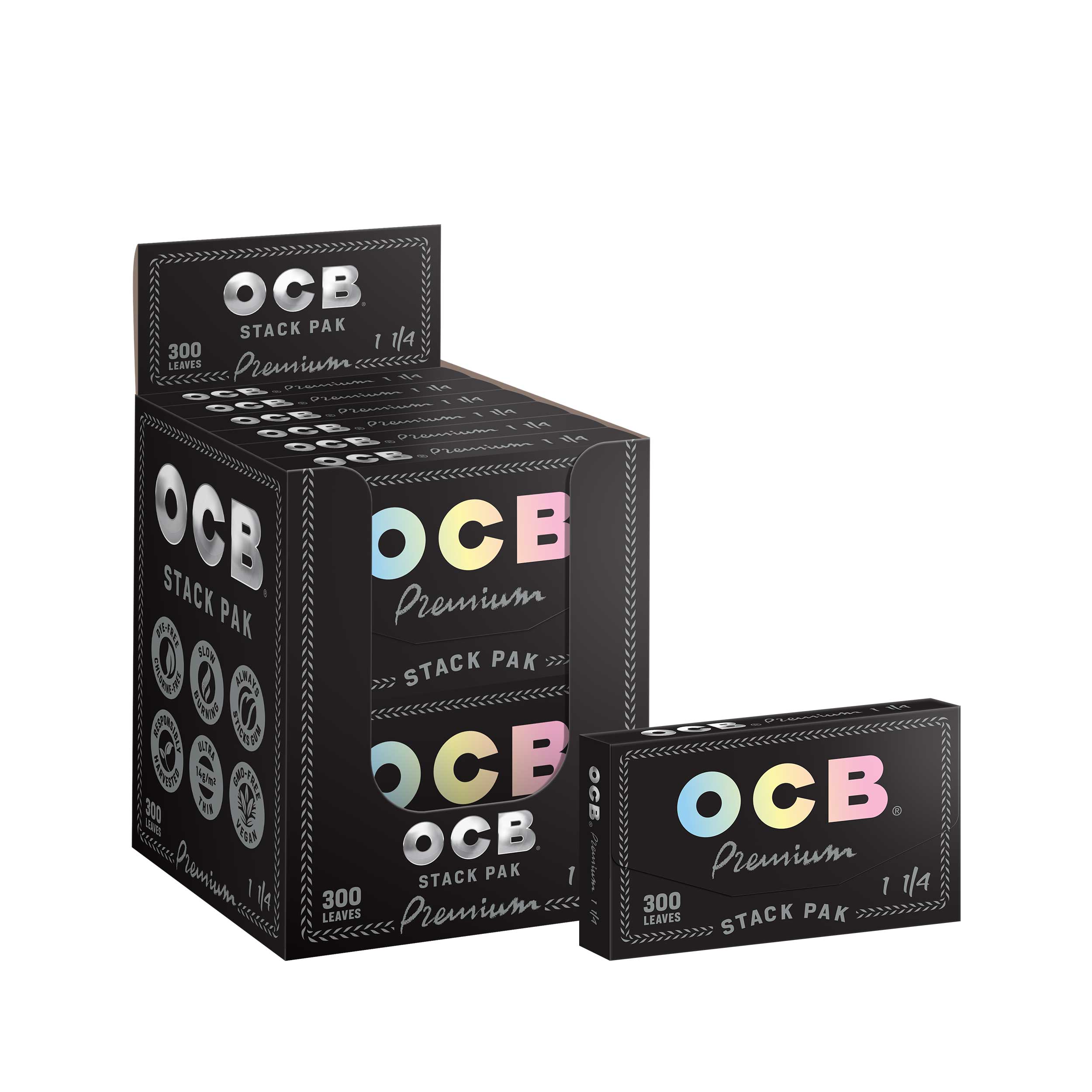 Stack Pak Premium 1¼ Rolling Papers Stack Pak, Display – OCB USA Rolling Paper Store