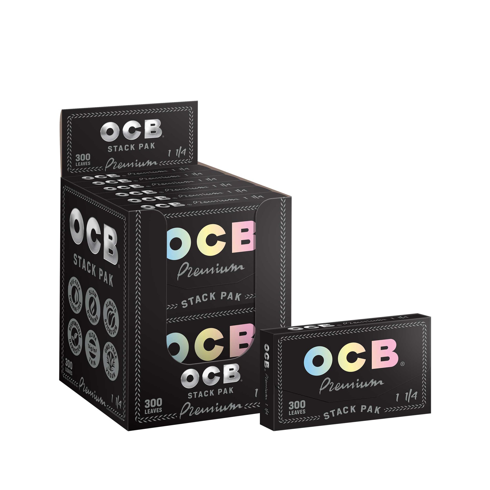 OCB Premium 1 1/4 Stack Pak Rolling Paper Display