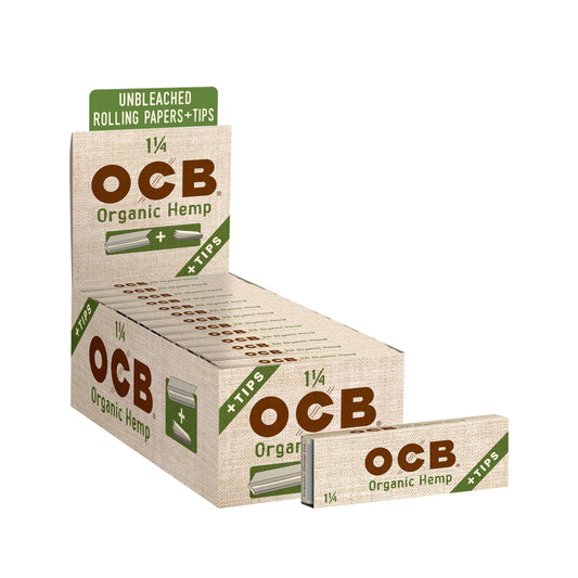 OCB Organic Hemp 1 1/4 + Tips Rolling Paper Display