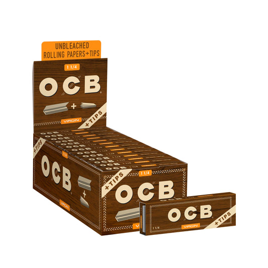 OCB Unbleached 1 1/4 + Tips Rolling Paper Display