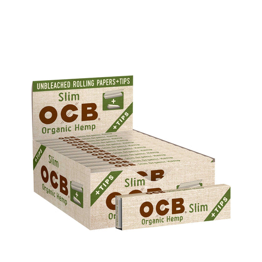 OCB Organic Hemp Slim + Tips Rolling Paper Display