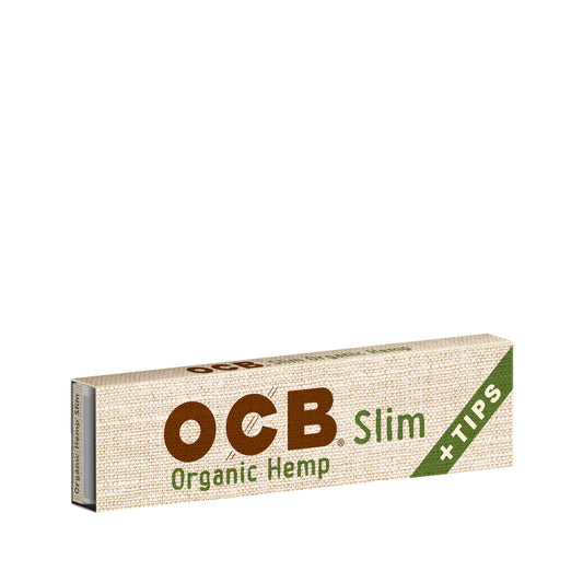 OCB Organic Hemp Slim + Tips Rolling Paper Booklet