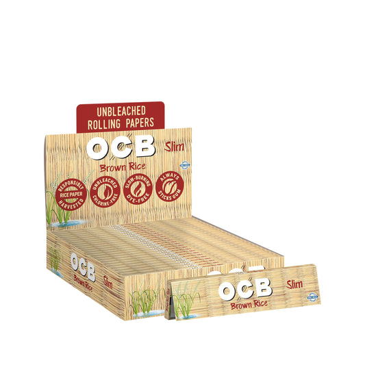 OCB Brown Rice Slim Rolling Paper Display